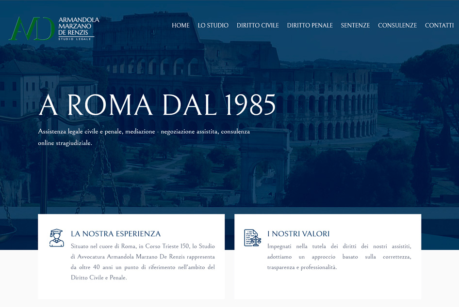 Sito Web Studio Legale Armandola Marzano De Renzis - Roma